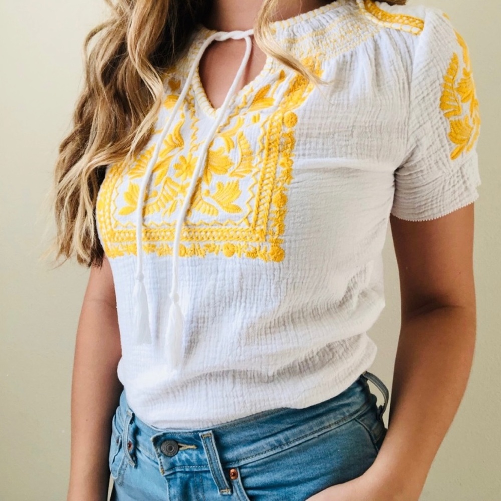 Clarte Claire Embroidery Detail Top